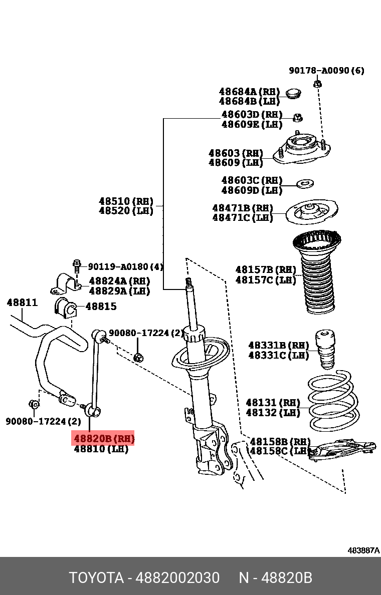 TOYOTA 48820-02030 54830-4L000,48820-02100,48820-47010,54830-0U000