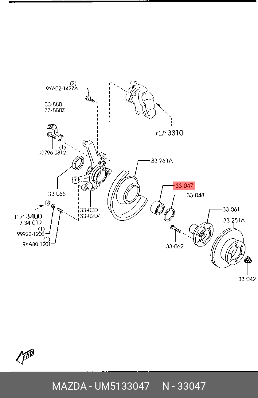 UH71-26-175 UM1533007 Wheel Bearing Kit Rear Ford Ranger Mazda B2500 BT50