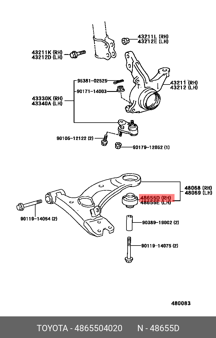 TOYOTA 48655-04020 48655-0K040,48655-60030