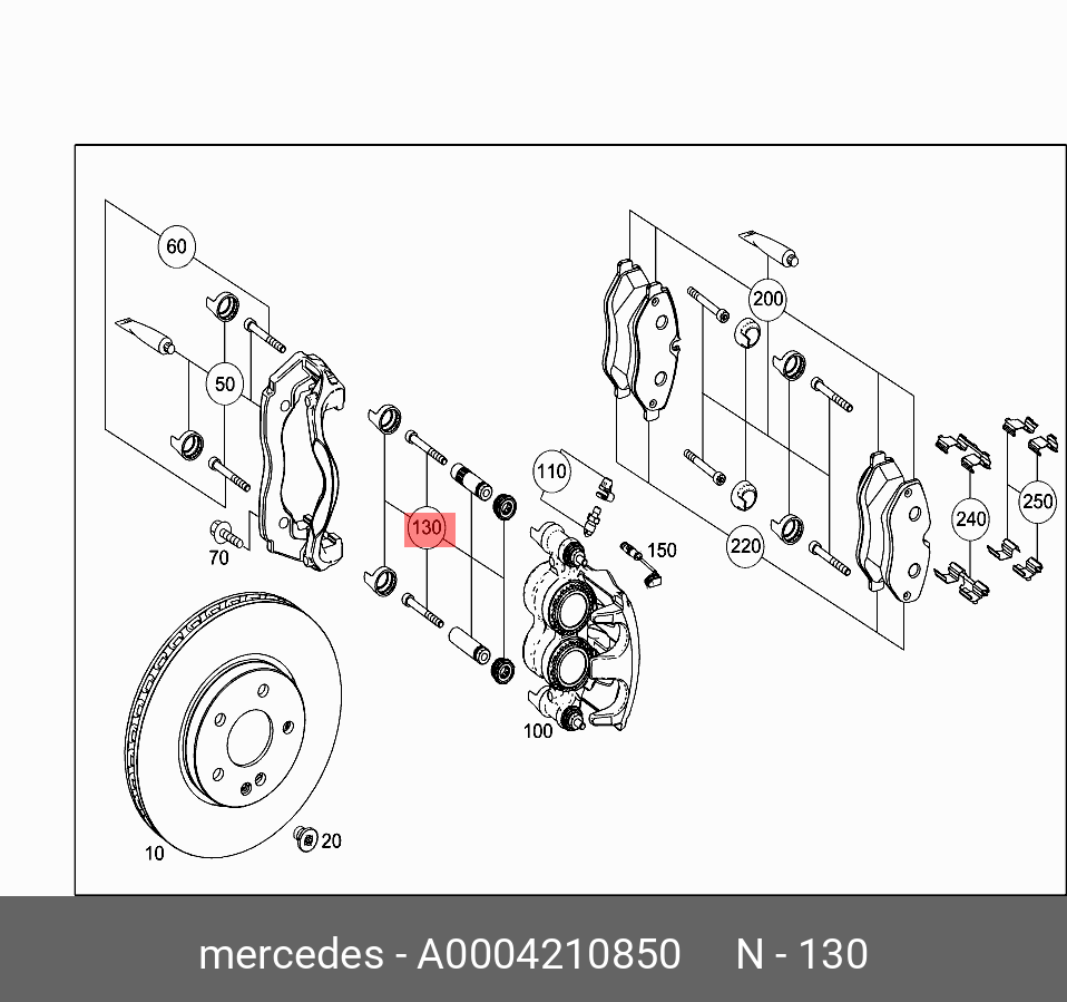 A, A 08 50 Направляющая переднего суппорта к-т Mercedes V W / Vito W